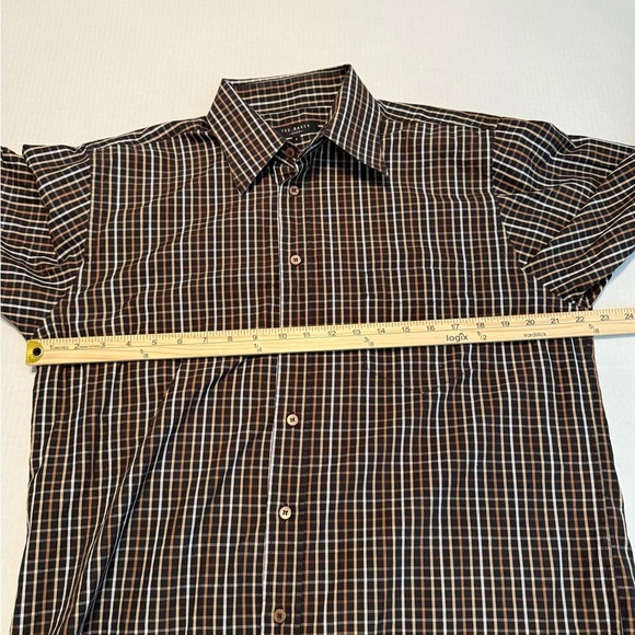Ted Baker Men's Black/Brown Check Print Cotton Long Sleeve Button Down Size 4/L - Picture 4 of 10